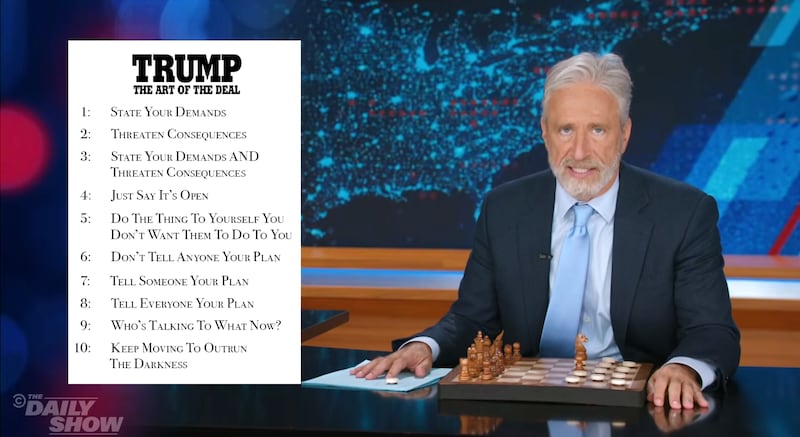 The Daily Show, Jon Stewart summing up Trump's Iran War strategy