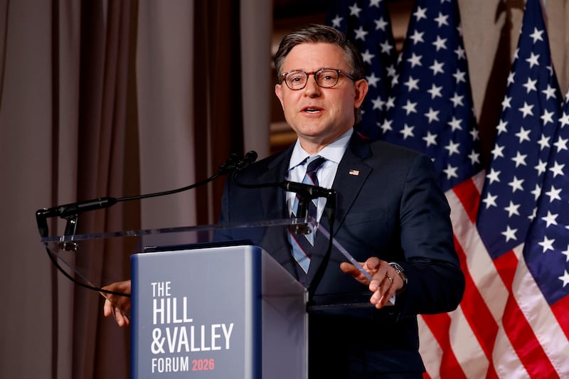 House Speaker Mike Johnson was questioned about Trump voting by mail despite attacking vote-by-mail.