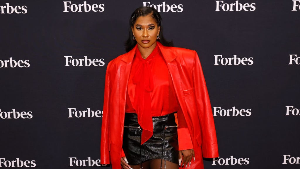 Jordan Chiles attends the 2024 Forbes Power Women's Summit in New York City.