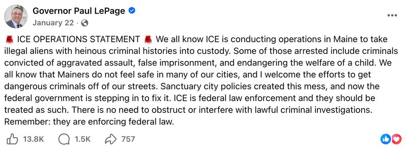 Paul LePage on Facebook