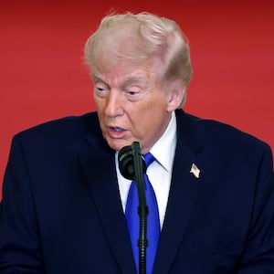 President Donald Trump became distracted and had an inpromptu one-on-one conversation with an attendee while speaking during the Angel Families Remembrance Ceremony in the East Room of the White House on February 23, 2026.