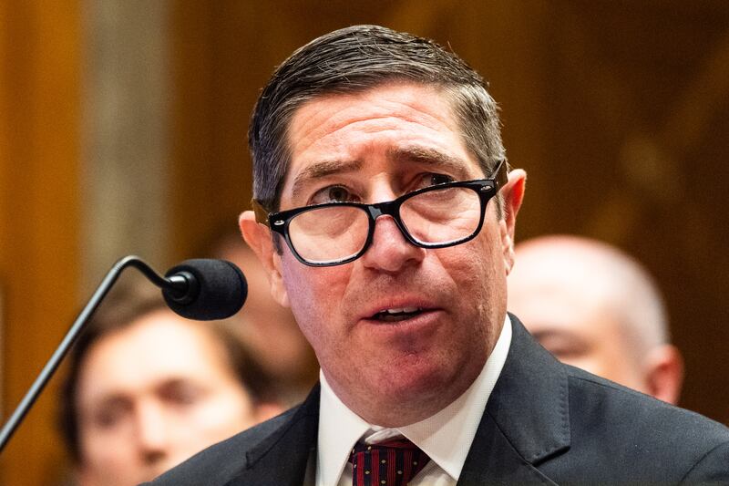 WASHINGTON, DC April 3, 2025:
Scott Kupor during a Senate Committee on Homeland Security and Governmental Affairs regarding his nomination to be Director of the Office of Personnel Management on Capitol Hill in Washington, DC on Thursday April 3, 2025.
(Photo by Demetrius Freeman/The Washington Post via Getty Images)