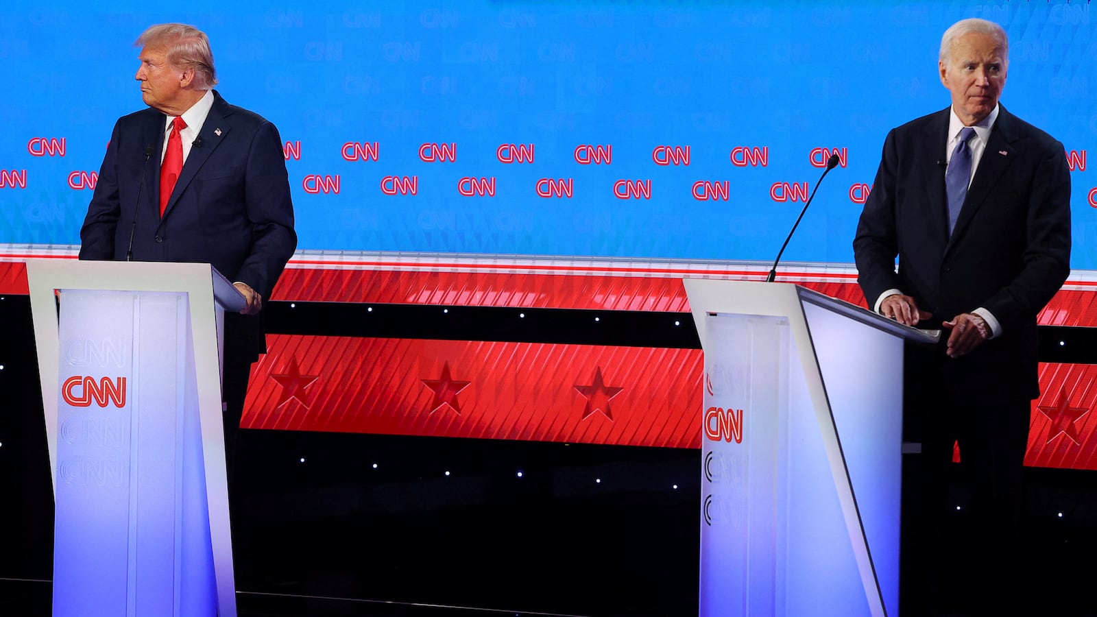 Joe Biden and Donald Trump at the first presidential debate