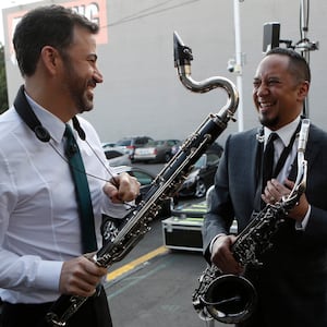 JIMMY KIMMEL LIVE - "Jimmy Kimmel Live" airs every weeknight at 11:35 p.m. EST and features a diverse lineup of guests that includes celebrities, athletes, musical acts, comedians and human-interest subjects, along with comedy bits and a house band. The guests for Thursday, March 16 included Tim Allen (Last Man Standing), DJ Khaled (upcoming album, Grateful) and musical guest The Mighty Mighty Bosstones. (Randy Holmes/Disney General Entertainment Content via Getty Images)