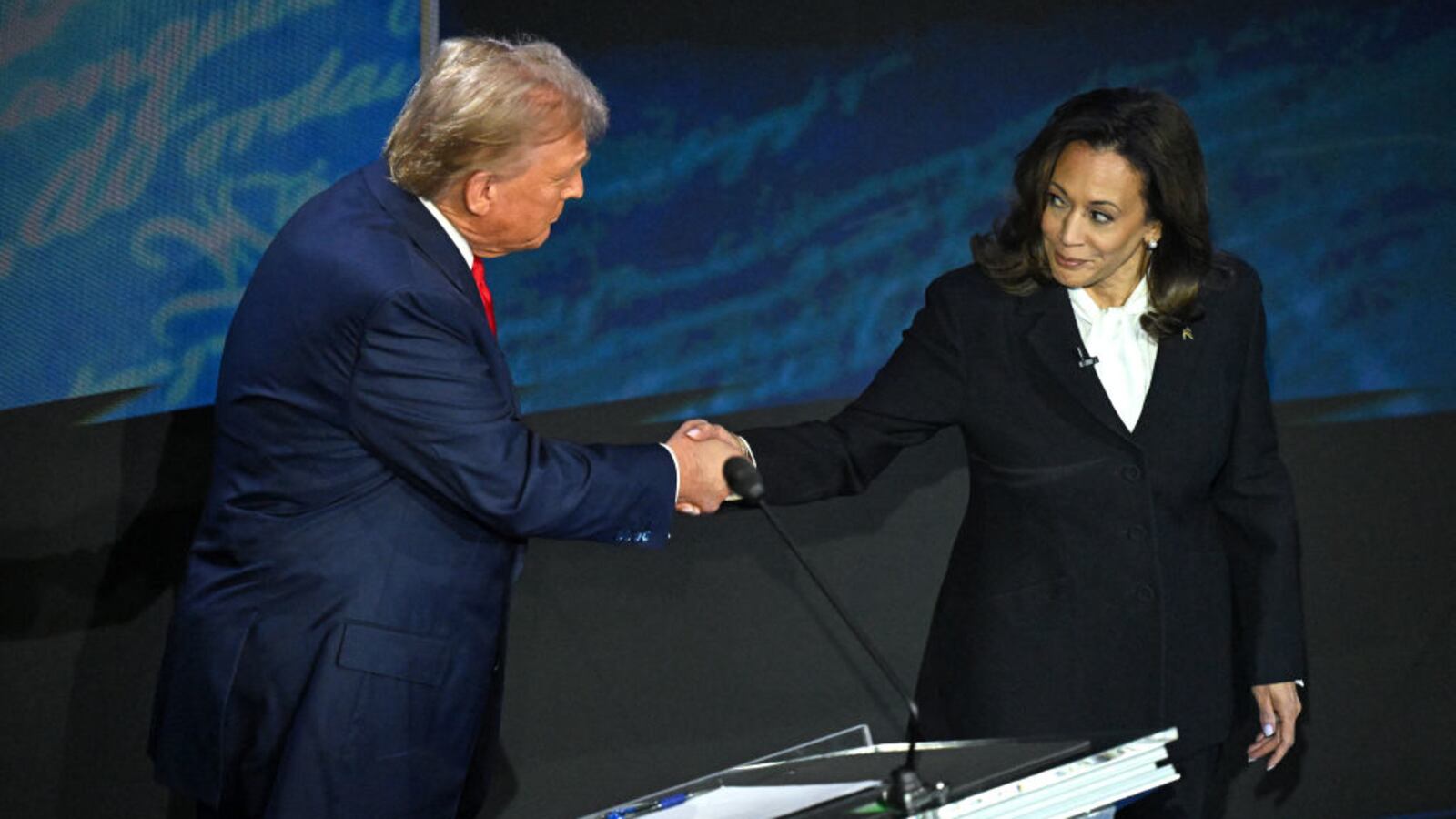 Donald Trump and Kamala Harris during their September 2024 debate.