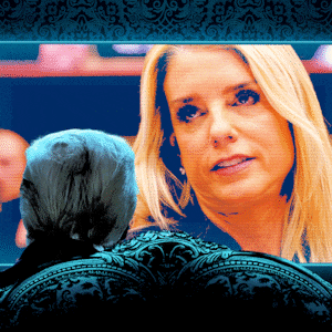 Donald Trump watches Pam Bondi testifies before the House Judiciary Committee.