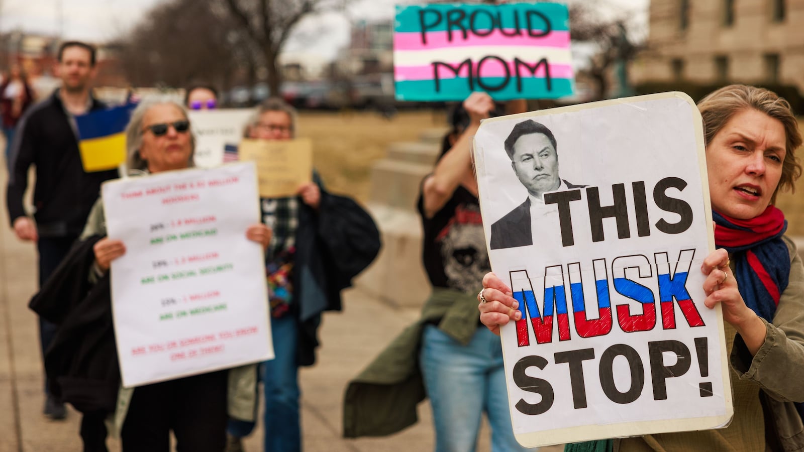 Anti-Trump/Musk protestors
