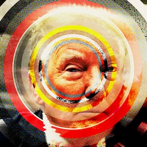 Illustrated photo illustration of Donald Trump