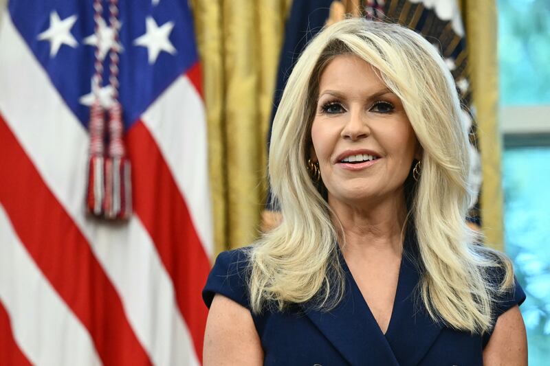 Crowley swooned over Trump's "real masculinity." 

Chief of Protocol Monica Crowley speaks as US President Donald Trump signs executive orders in the Oval Office of the White House in Washington, DC on September 5, 2025. (Photo by Mandel NGAN / AFP) (Photo by MANDEL NGAN/AFP via Getty Images)