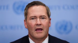 Waltz speaks to the media on November 17, 2025 in New York City. The United Nations Security Council is expected to vote on a draft resolution authored by the US that welcomes the establishment of a Board of Peace (BoP) as a "transitional governance administration" in Gaza and authorizes the BoP to establish a temporary International Stabilization Force (ISF) in the region. (Photo by Adam Gray/Getty Images)