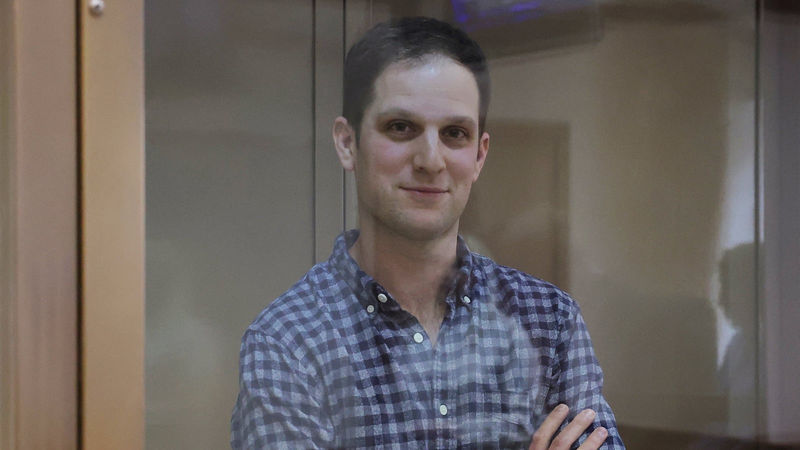 Wall Street Journal reporter Evan Gershkovich before a court hearing to consider an appeal against his detention, in Moscow, Russia, April 18, 2023.