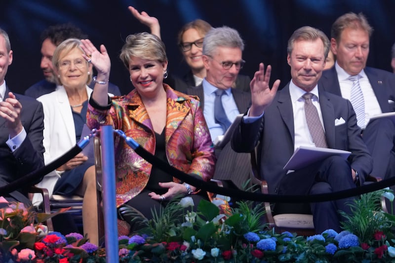 ESCH-SUR-ALZETTE, LUXEMBOURG - JUNE 22: Grand Duchess Maria Teresa of Luxembourg and Grand Duke Henri of Luxembourg celebrate National Day on June 22, 2022 in Esch-sur-Alzette, Luxembourg. (Photo by Sylvain Lefevre/Getty Images)