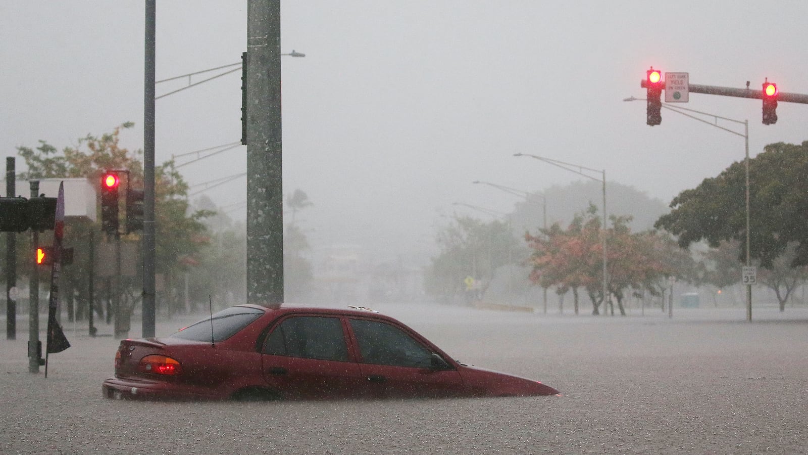 hurricane hawaii lane category 3 4 5 submerged car rain flood climate change pressure why volcano
