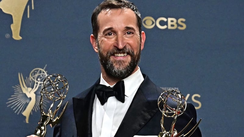 Noah Wyle poses with last year's awards for Outstanding Lead Actor in a Drama Series and Outstanding Drama Series for "The Pitt" in Los Angeles.