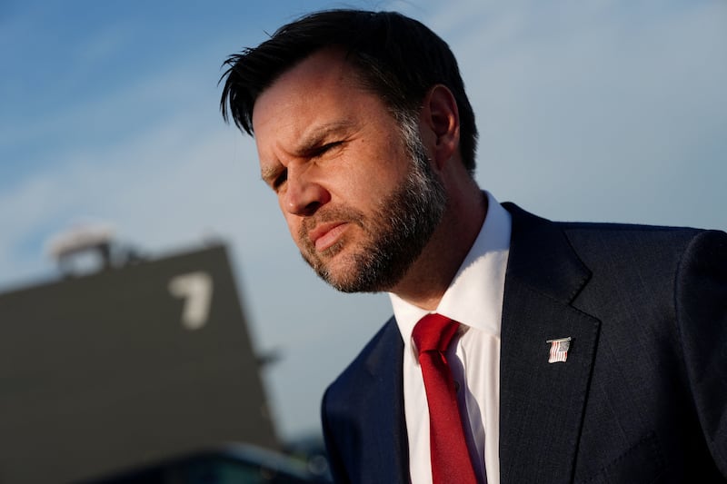 U.S. Vice President JD Vance before boarding Air Force Two, after the U.S. and Iran held high-level talks at the Lake Lucerne Summit, at Emmen Military Air Base, Emmen, Switzerland, June 22, 2026.
