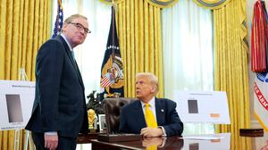 WASHINGTON, DC - MARCH 07: U.S. President Donald Trump speaks with Director of the National Economic Council Kevin Hassett in the Oval Office at the White House on March 07, 2025 in Washington, DC. The U.S. economy added 151,000 jobs, with the unemployment rate rising slightly to 4.1%, according to the Bureau of Labor Statistics. (Photo by Anna Moneymaker/Getty Images)