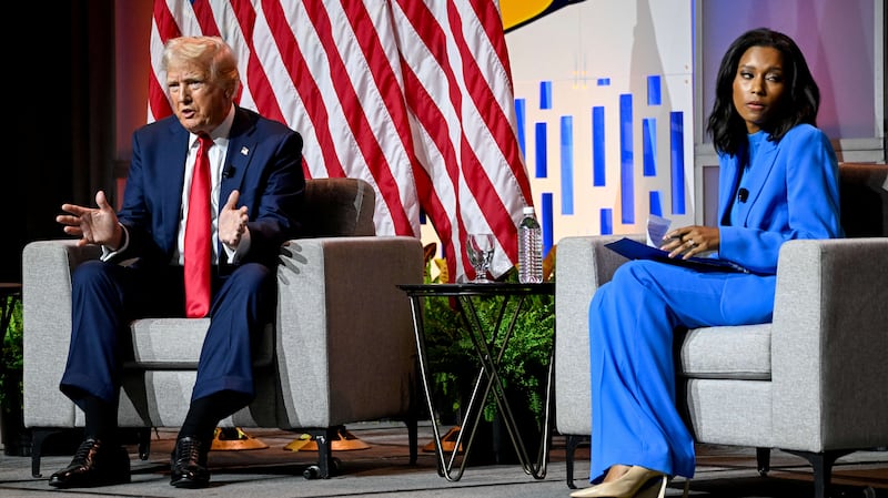 Former President Donald Trump and Rachel Scott
