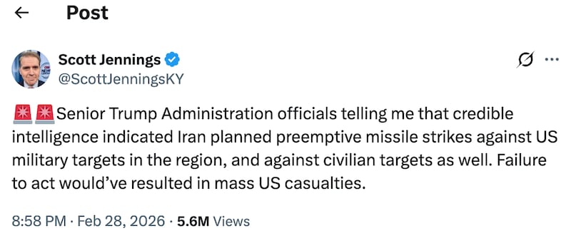 Screenshot of Scott Jennings' X post.