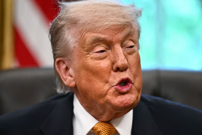 President Donald Trump, pictured May 6, demanded Minority Leader Hakeem Jeffries face charges in a Truth Social post.