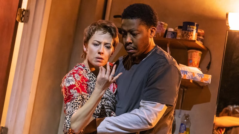 Carrie Coon as Agnes White and Namir Smallwood as Peter Evans