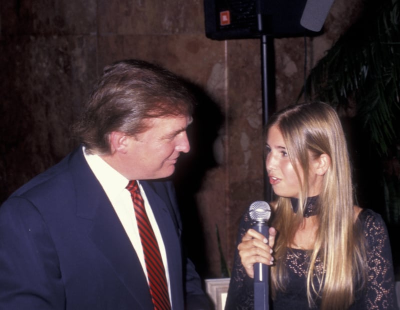 Donald Trump and Ivanka Trump attend 50th Annual Birthday Party for Donald Trump on June 13, 1996 at Trump Tower in New York City.
