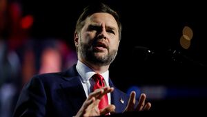 U.S. Vice President JD Vance speaks at the Republican National Midterm Convention in Dallas, Texas, U.S., September 10, 2026. REUTERS/Evan Vucci