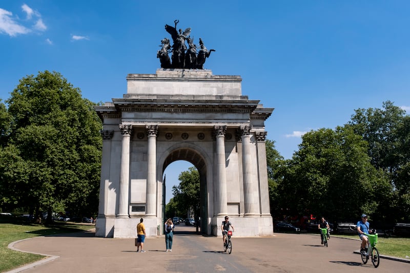 Constitution Arch aka Wellington Arch, a memorial to the Duke of Wellington and originally providing a grand entrance to London on 30th July 2024 in London, United Kingdom. (photo by Mike Kemp/In Pictures via Getty Images)