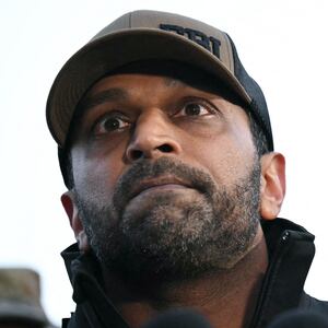 FBI Director Kash Patel (L) and District of Columbia mayor Muriel Bowser attend a press conference after a shooting in downtown Washington, on November 26, 2025. On November 26, FBI Director Kash Patel told reporters two National Guard troops shot blocks away from the White House in downtown Washington were critically wounded, clarifying earlier erroneous reports that they had died. (Photo by Drew ANGERER / AFP via Getty Images)