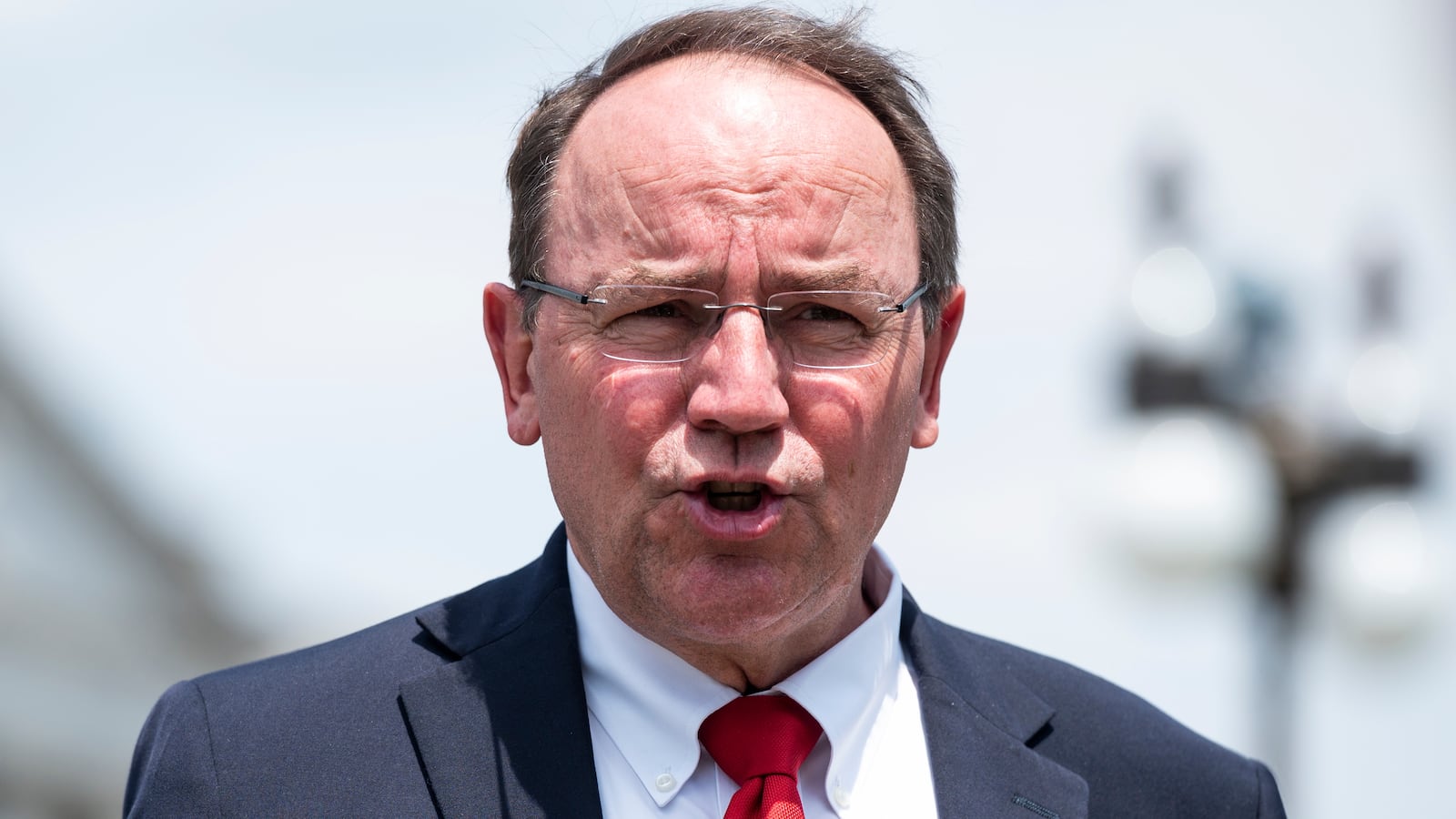 Rep. Tom Tiffany, R-Wisc., does a television news interview outside the Capitol before the vote on the George Floyd Justice in Policing Act of 2020 on Thursday, June 25, 2020.