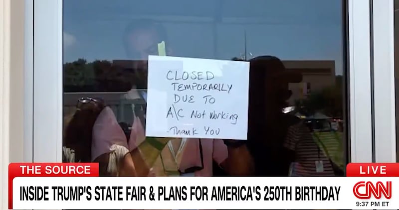 A stall shuts due to heat at Trump's State Fair.