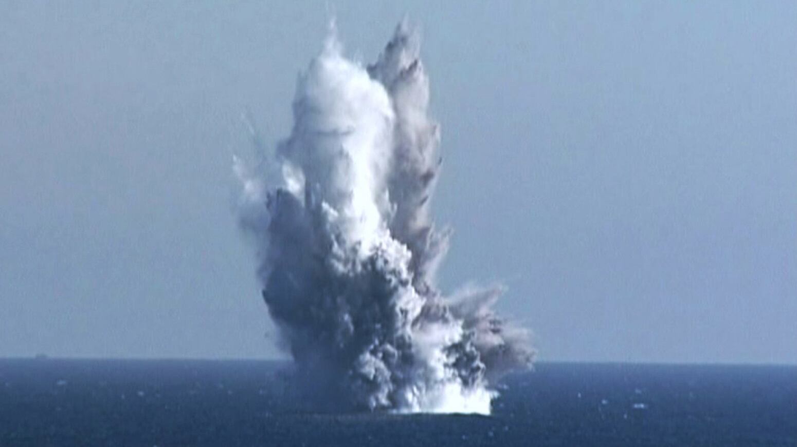 Korean Central News Agency (KCNA) showing a blast from an underwater drone test.