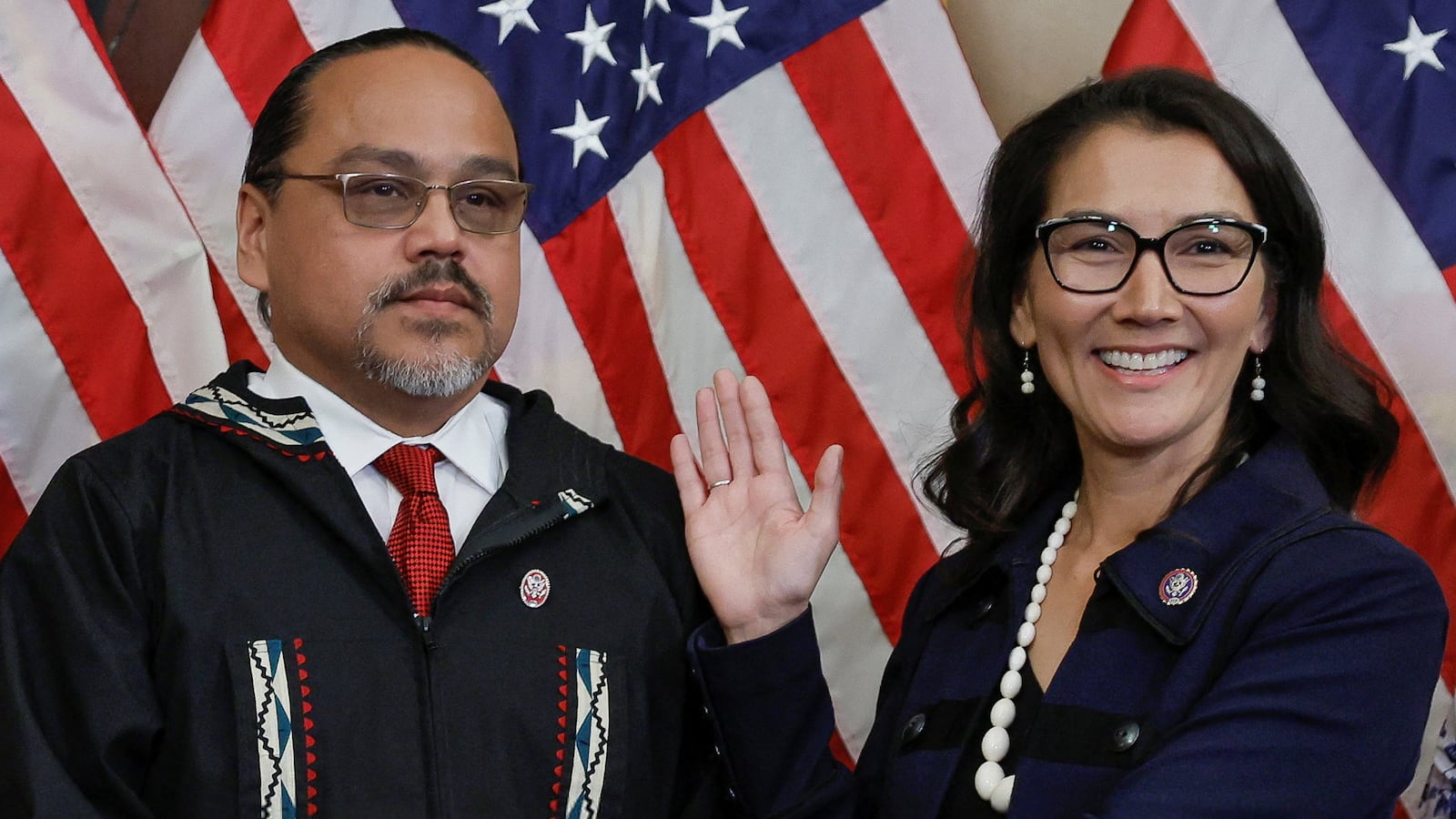 Mary and Eugene Peltola together during Mary’s swearing-in to Congress.