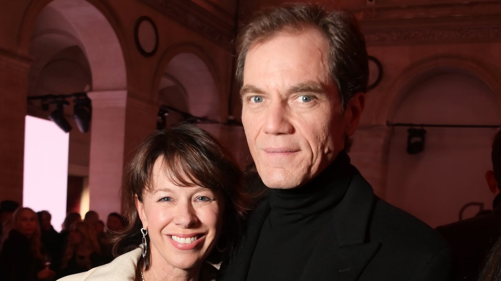 Christy Bush and Michael Shannon on January 24, 2026 in Paris, France.