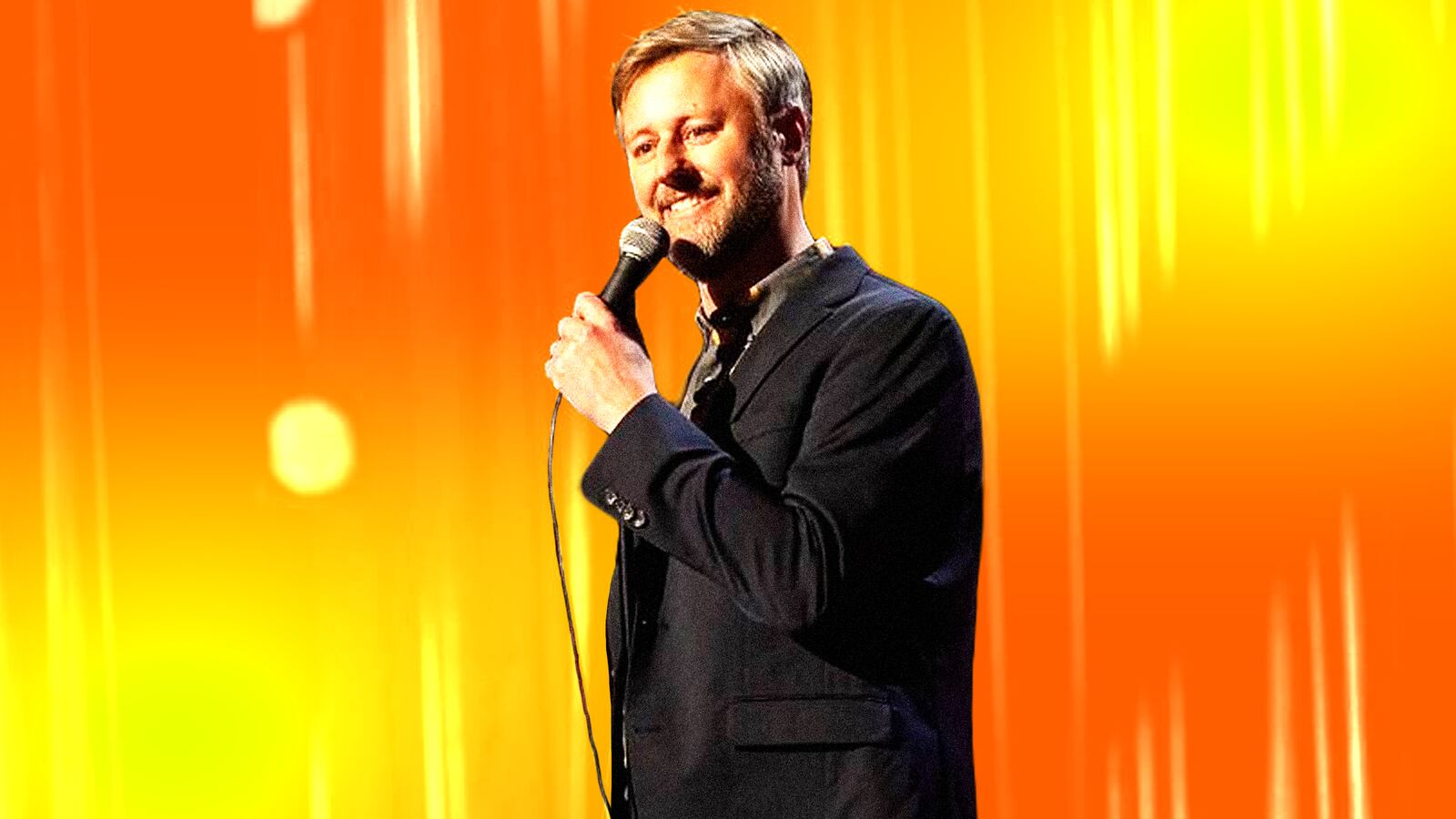A photo illustration of comedian Rory Scovel.