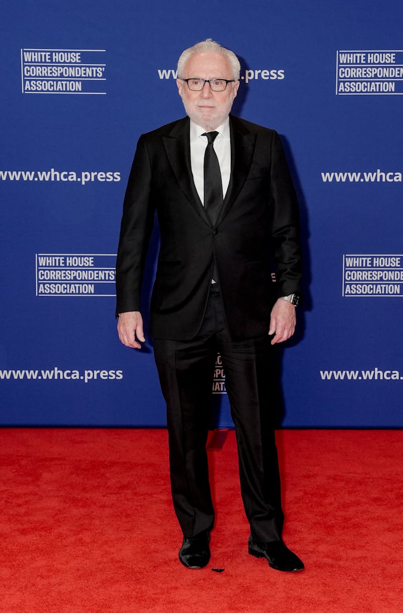 Wolf Blitzer poses on the red carpet upon arrival for the annual White House Correspondents' Association (WHCA) Dinner in Washington, D.C., U.S., April 26, 2025. REUTERS/Ken Cedeno