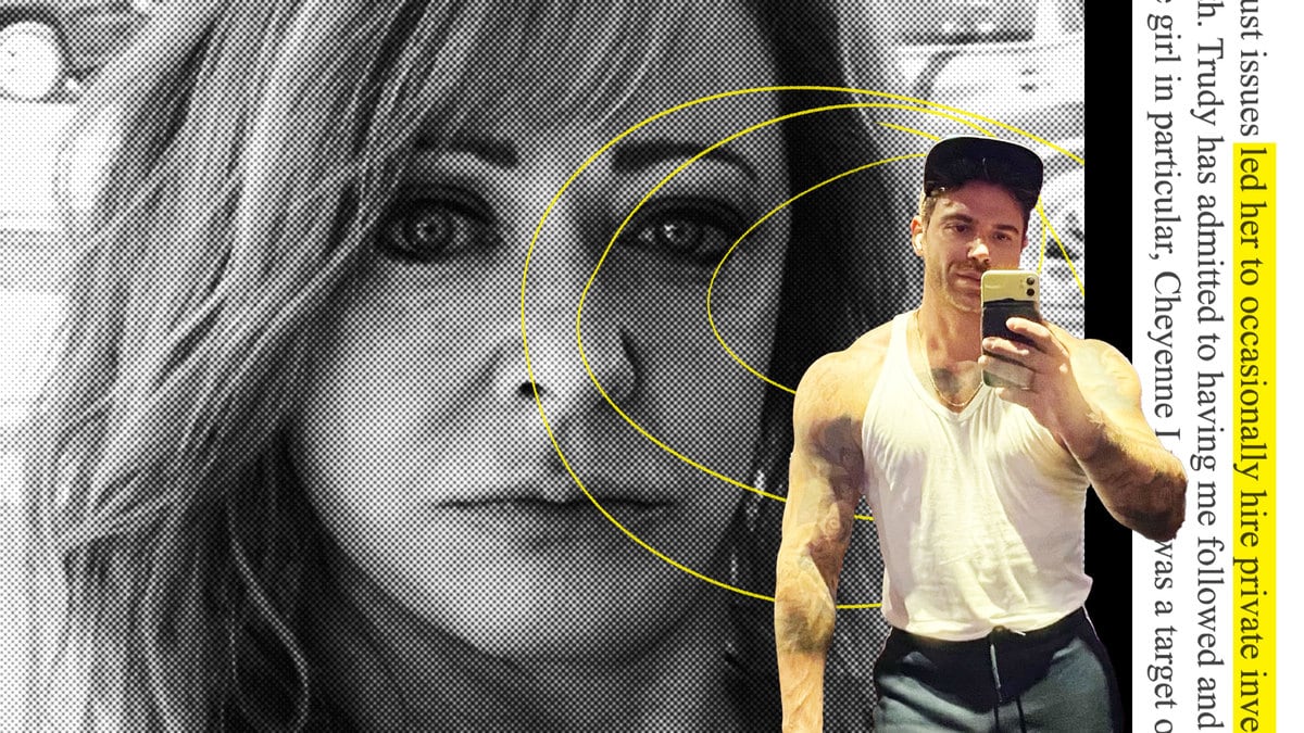 Trevor Dutch Shapiro says socialite Trudy Jacobson hired private detectives to try to destroy him.