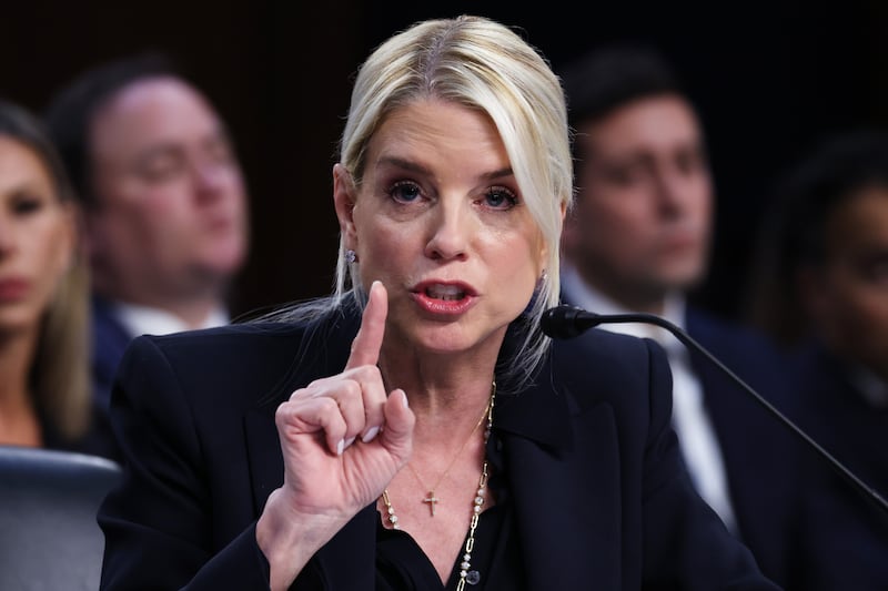 Attorney General Pam Bondi testifies before the Senate Judiciary Committee in the Hart Senate Office Building on Capitol Hill on October 07, 2025 in Washington, DC.