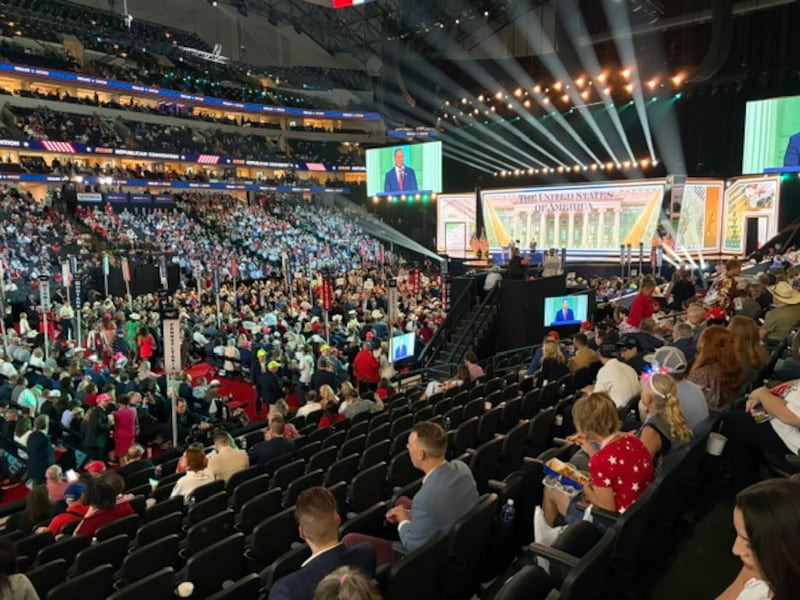 Section 108 of American Airlines Arena ahead of Trump's speech.