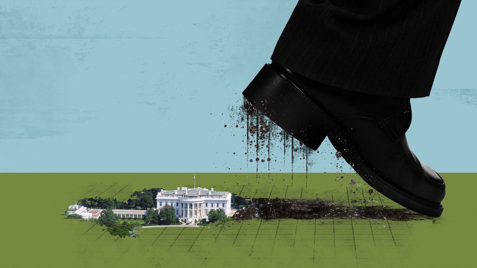 Donald Trump tramples the White House's East Wing.