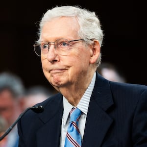 Sen. Mitch McConnell was seen falling in the basement of the Senate Russell Building on Thursday while being asked about ICE by a member of The Sunrise Movement.