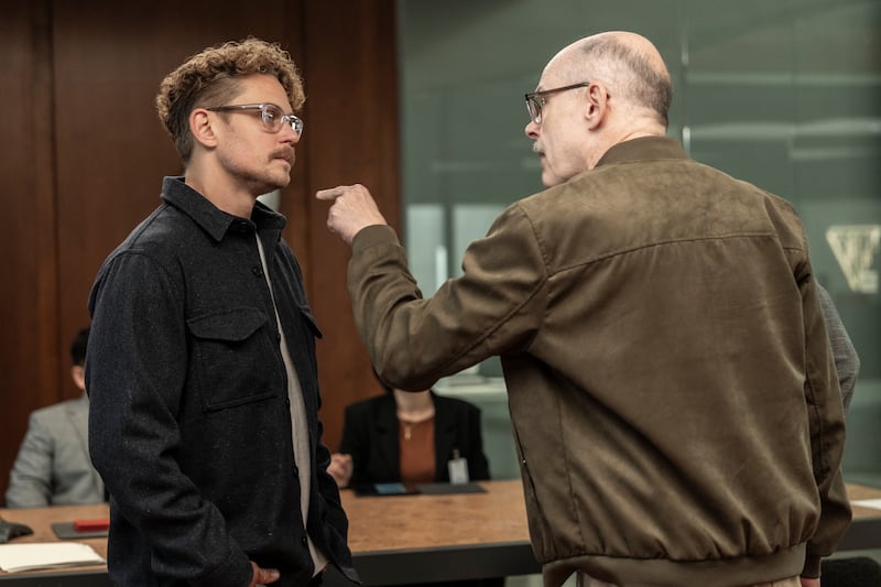 Rob Corddry as Tom Ruffage tells of Billy Magnussen as Duncan Park in “The Audacity.” _ Season 1, Episode 4 - Photo Credit: Ed Araquel/AMC