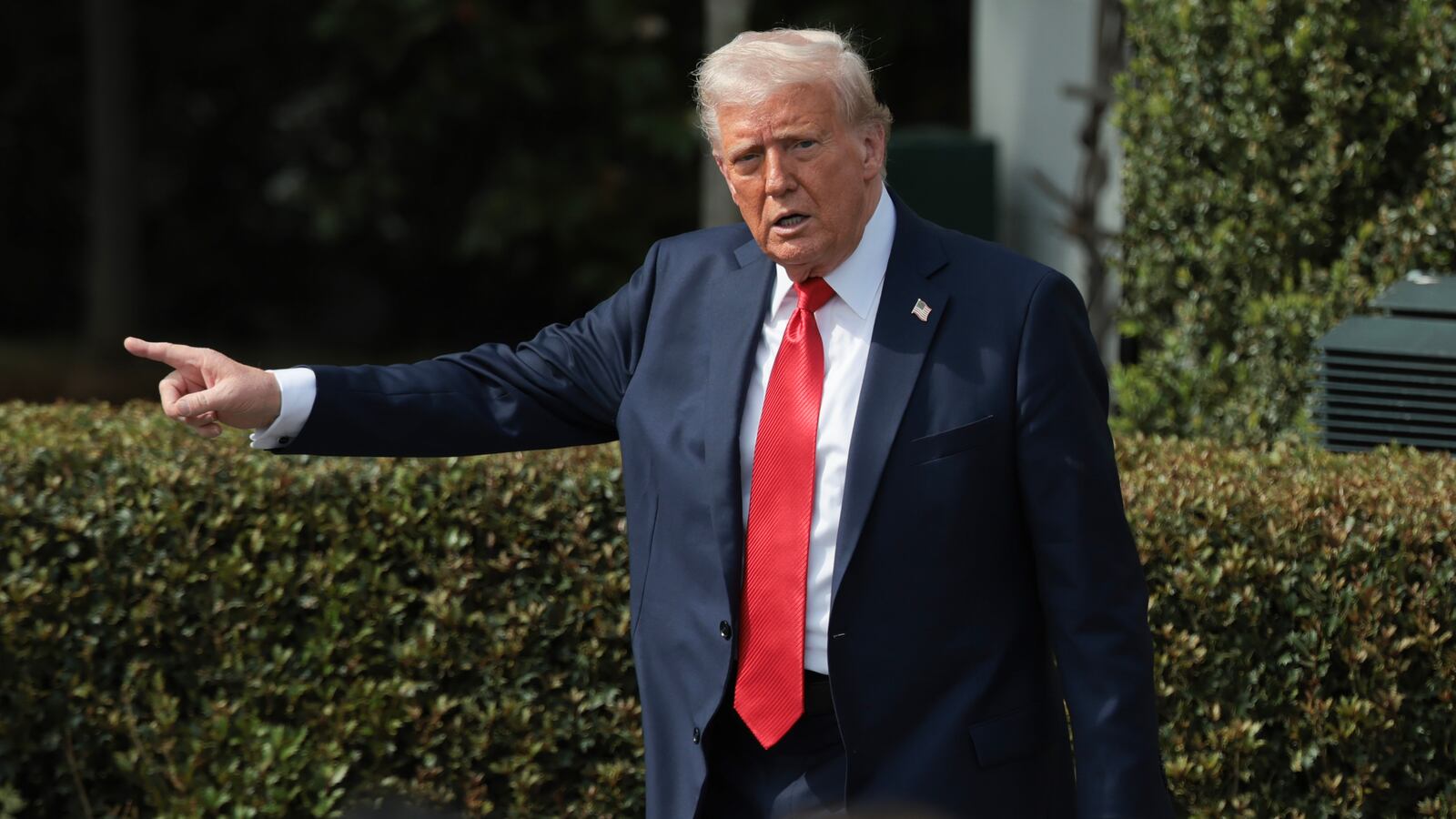 President Donald J. Trump welcomes guests on the south lawn of the White House in April 2025.