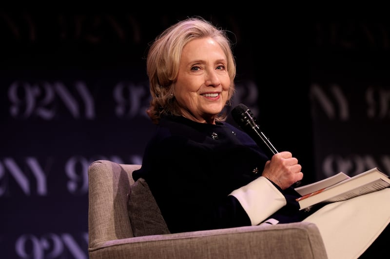 Hillary Rodham Clinton attends a conversation with Reid Hoffman at 92NY on January 28, 2025, in New York City.