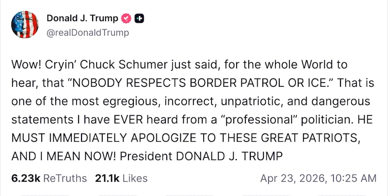 Trump blasts Schumer as Congress fights over DHS funding.
