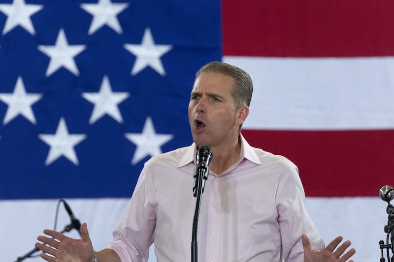 CEDAR RAPIDS, IOWA - AUGUST 23: Conservative commentator Scott Jennings speaks at the Ashley's BBQ Bash fundraiser hosted by U.S. Rep. Ashley Hinson on August 23, 2025 in Cedar Rapids, Iowa. The event was the fifth annual, which she holds to support Iowa Republican causes and candidates. (Photo by Scott Olson/Getty Images)