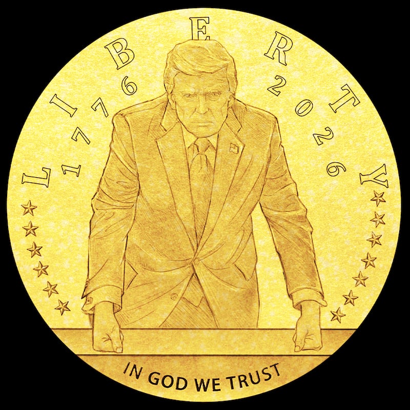 Donald Trump design for commemorative Trump coin in 24-karat gold.