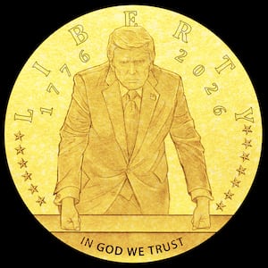 Donald Trump design for commemorative Trump coin in 24-karat gold.