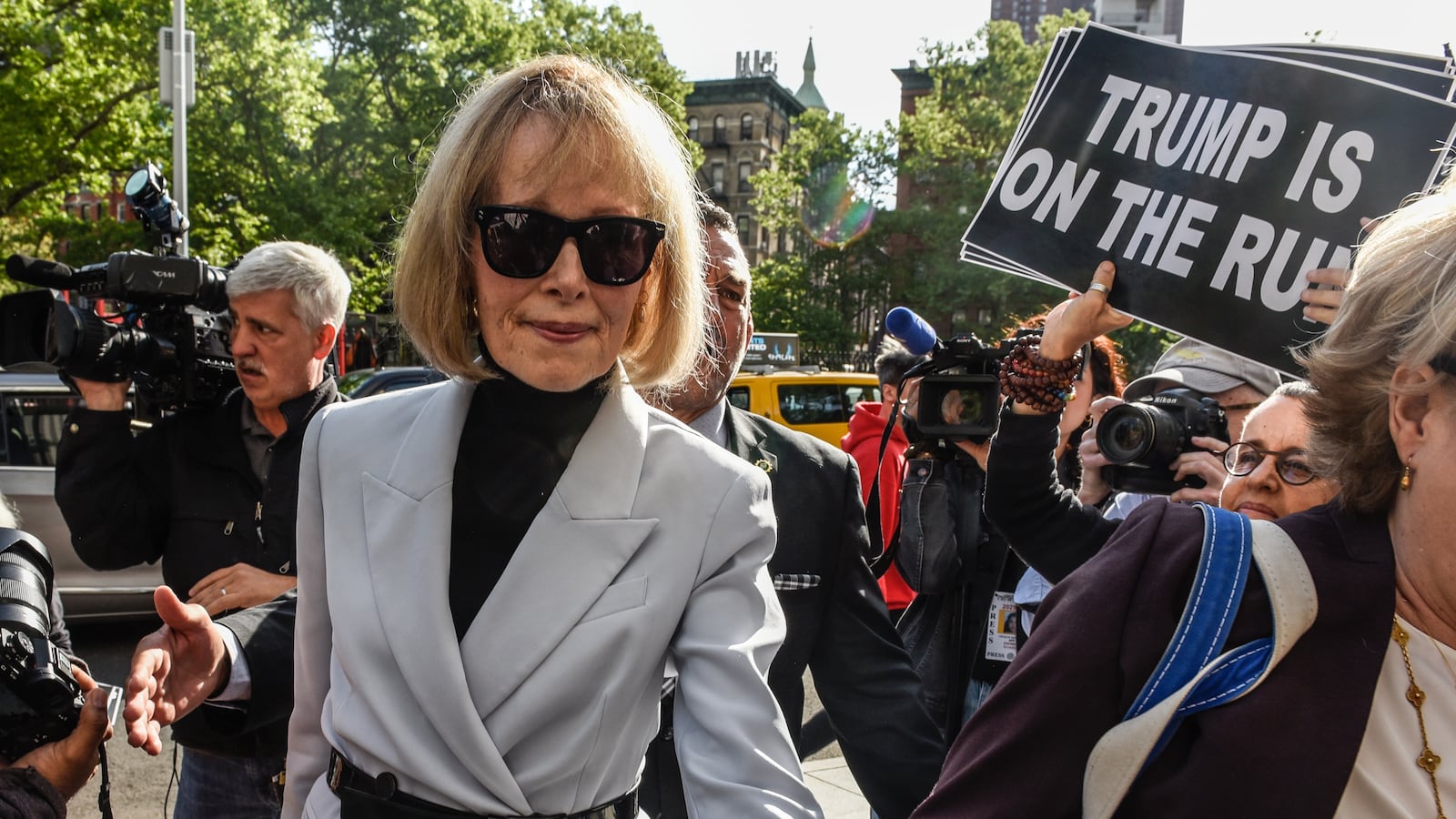 E. Jean Carroll at the court house.
