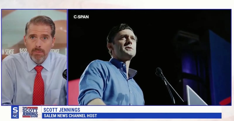 Scott Jennings calls Jon Ossoff a "garbage human" on his Salem News radio show.