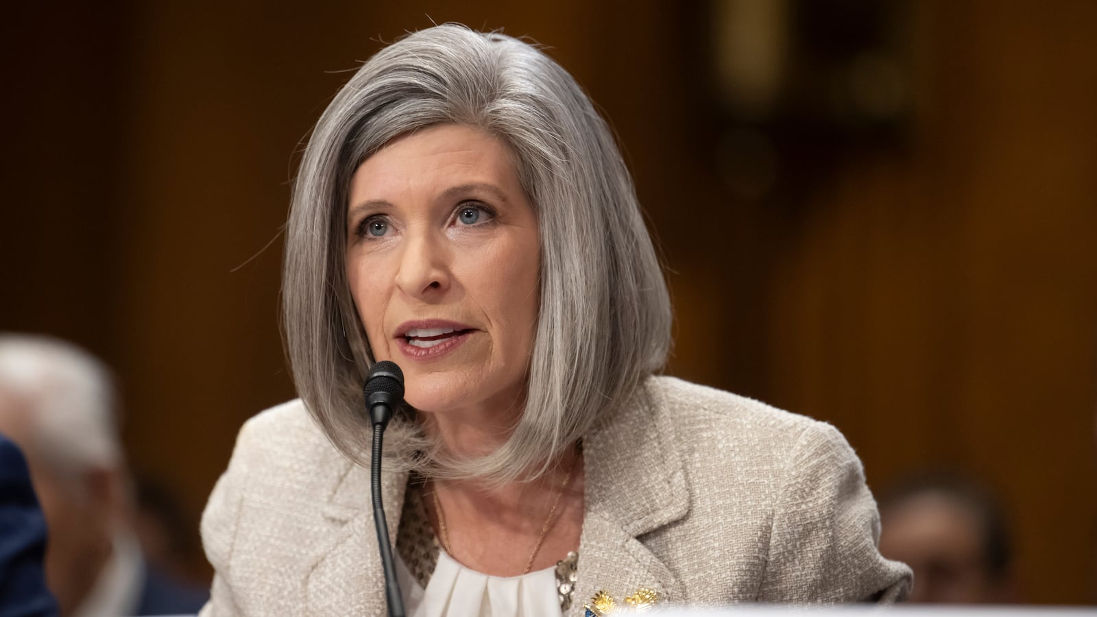 Senator Joni Ernst (R-IA) is seen during a Senate Foreign Relations Committee confirmation hearing on Capitol Hill on March 04, 2025.